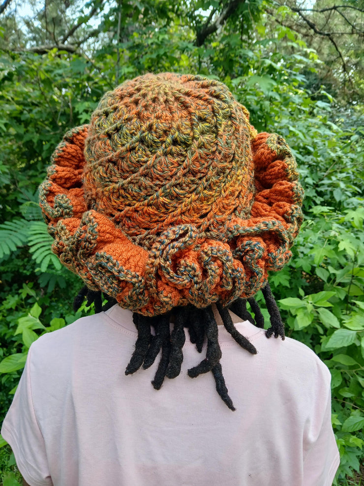 Extreme Ruffle Crochet Hat – Spiral or Mesh Style – Handmade Crown Ruffle Statement Hat – Festival, Boho, Afrocentric Headwear