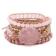 Natural Raw Gemstone Red Woven Bracelet Multi-circle