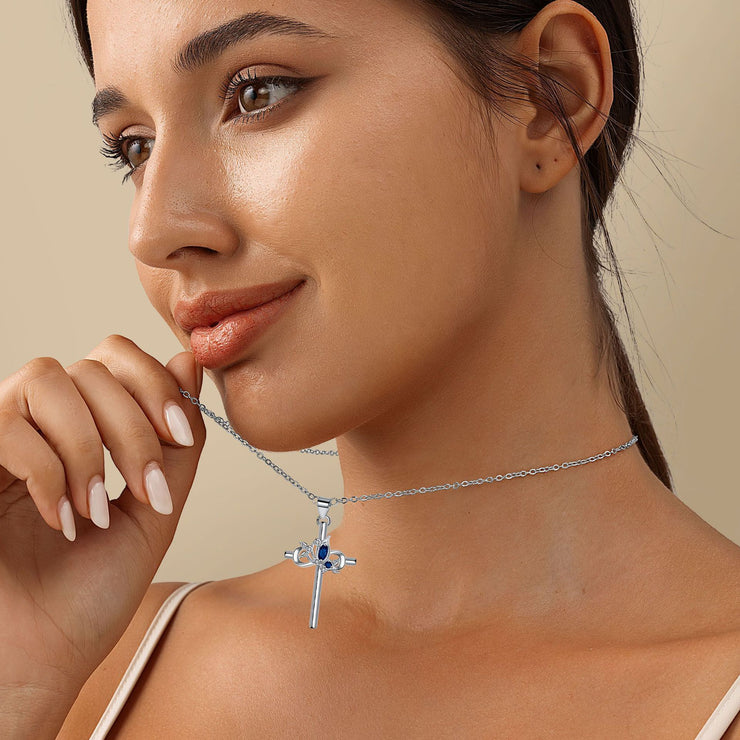 European And American High-grade Vintage Cross Necklace Female Butterfly Clavicle Chain