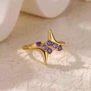 Retro Affordable Luxury Open Purple Zircon Ring