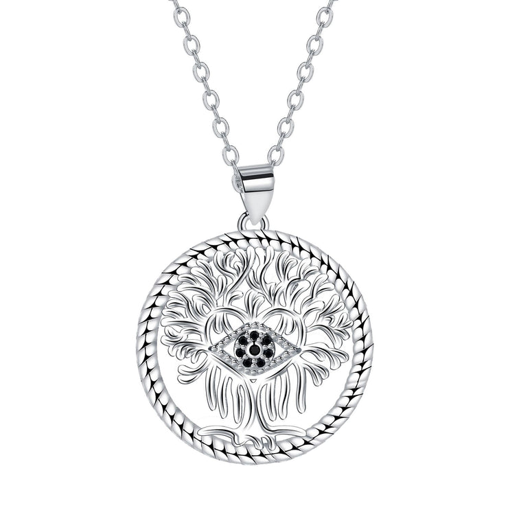 Fashion Retro Lucky Tree Devil's Eye Ornament Pendant Necklace For Women