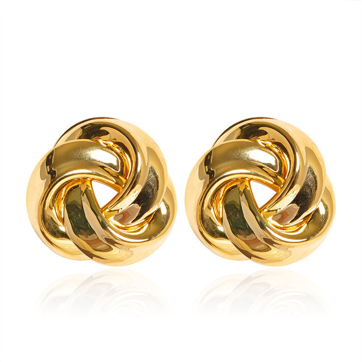Multi-layer Twisted Twist Button Geometric Ear Studs