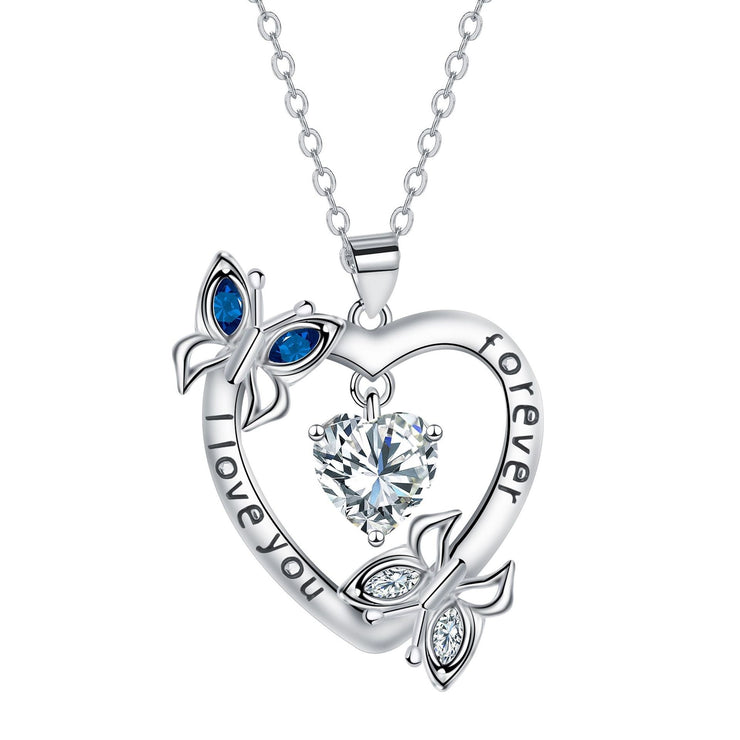 European And American Heart-shaped Butterfly Necklace Female Accessories Gift Natural Beauty Romantic Representative