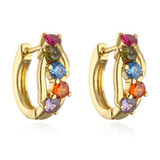 18K Gold Zircon Vintage Circle Earrings Female Special Interest Light Luxury