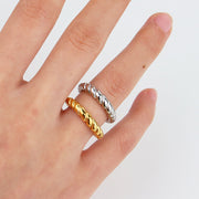 European And American Retro Personalized Twist Spiral Irregular Titanium Steel Ring