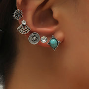 European And American Combination Suit Turquoise Ear Studs
