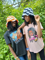 Checkered Spiral Crochet Bucket Hat – Handmade Trendy Summer Hat | Unique Crochet Fashion | Festival & Streetwear Style