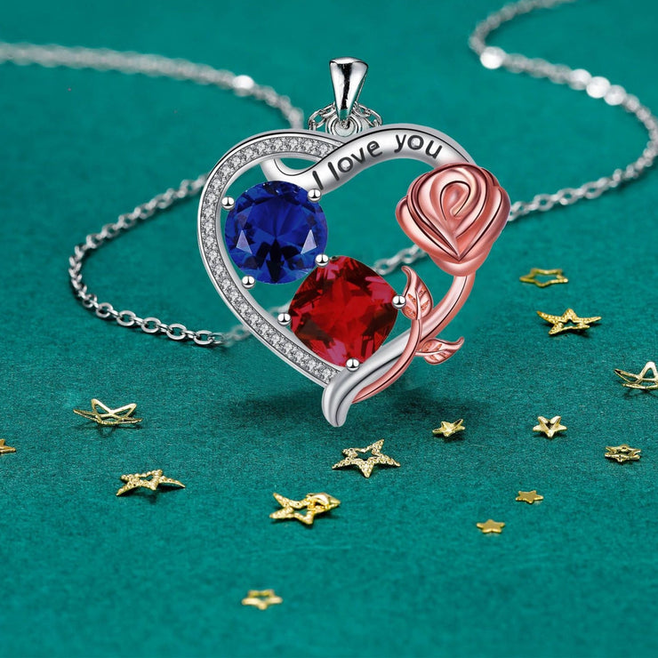 Ornament Love Pendant Rose Necklace