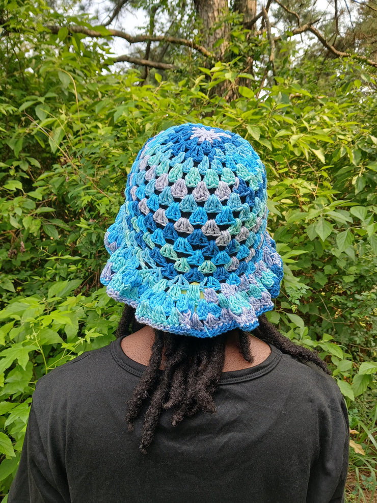 Granny Stitch Ruffle Hat – Crochet Crinkle Ruffle Bucket Hat – Handmade Colorful Summer Hat – Boho Festival Accessory for Her