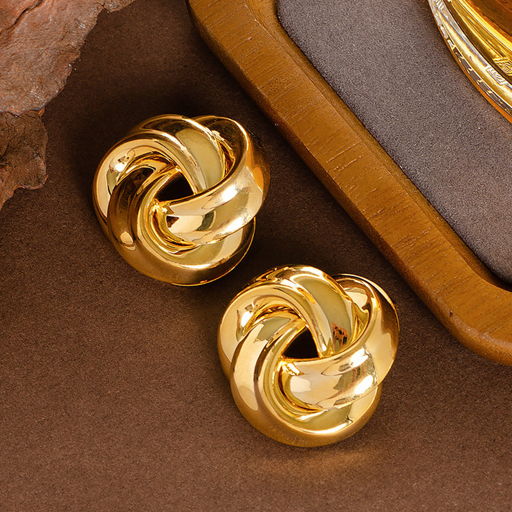 Multi-layer Twisted Twist Button Geometric Ear Studs