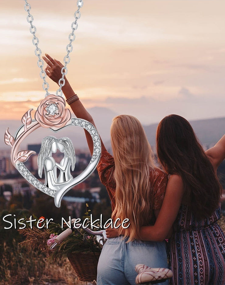 European And American Fashion Minority Design Heart-shaped Rose Pendant Mother And Daughter Necklace Female Accessories