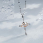Hot Selling Necklace Women's Double Heart Cross Jewelry