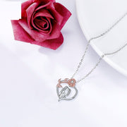 European And American Fashion Minority Design Heart-shaped Rose Pendant Mother And Daughter Necklace Female Accessories