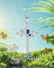 European And American High-grade Vintage Cross Necklace Female Butterfly Clavicle Chain