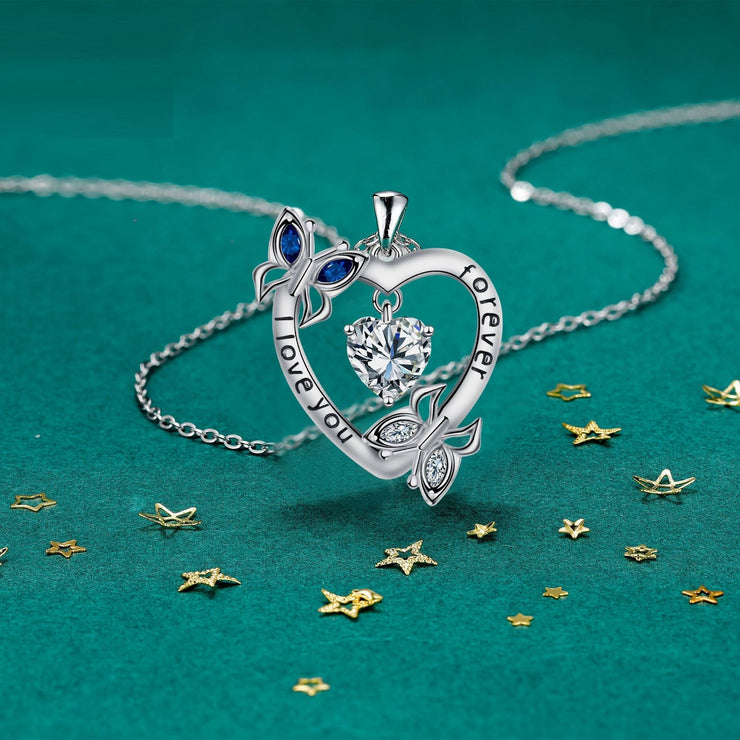 European And American Heart-shaped Butterfly Necklace Female Accessories Gift Natural Beauty Romantic Representative
