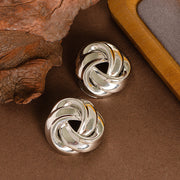 Multi-layer Twisted Twist Button Geometric Ear Studs