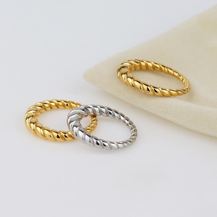 European And American Retro Personalized Twist Spiral Irregular Titanium Steel Ring