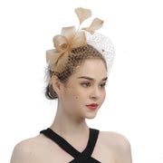 Bride Veil Hair Bow Top Hat Headdress Flower Cover Face Mesh Head