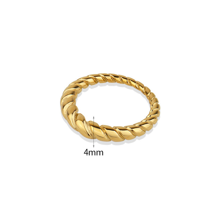 European And American Retro Personalized Twist Spiral Irregular Titanium Steel Ring