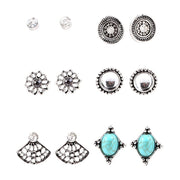 European And American Combination Suit Turquoise Ear Studs
