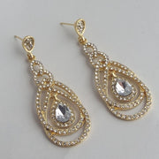 Qifu European And American Exaggerated Long Geometric Circle Jeweled Earrings