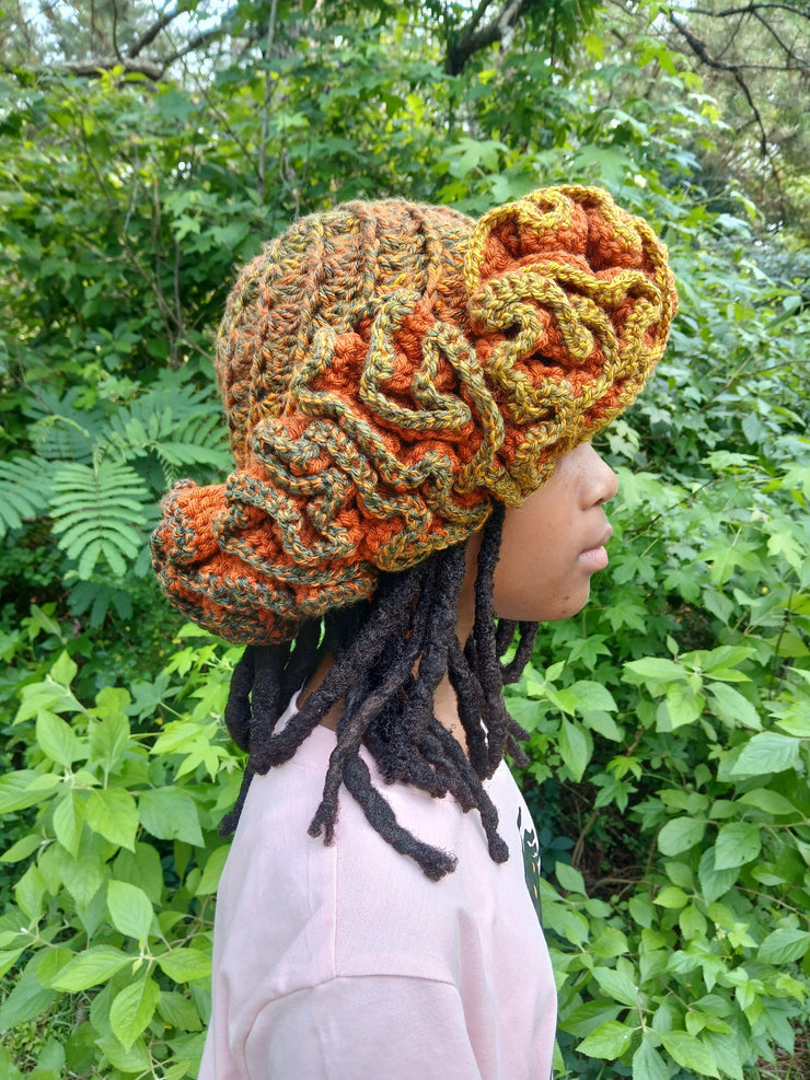 Extreme Ruffle Crochet Hat – Spiral or Mesh Style – Handmade Crown Ruffle Statement Hat – Festival, Boho, Afrocentric Headwear