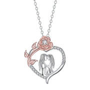 European And American Fashion Minority Design Heart-shaped Rose Pendant Mother And Daughter Necklace Female Accessories