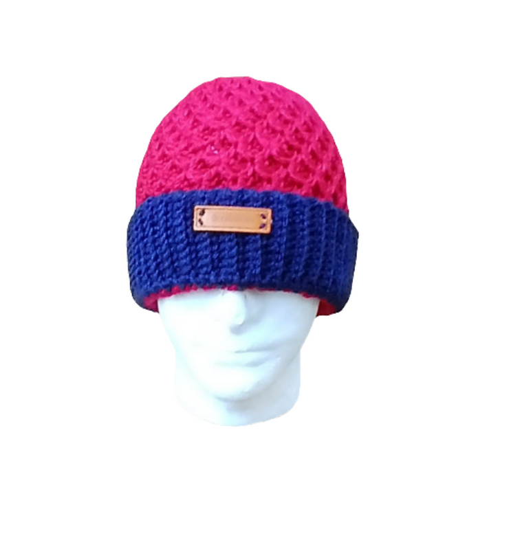 Ole Miss Inspired Red & Blue Crochet Beanie – Handmade Team Spirit Hat