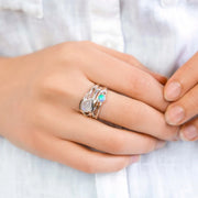 Creative Retro Moonstone Winding Wide Surface Hollow Ring Bohemian