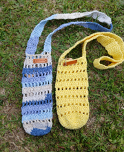Crochet Water Bottle Holder Crossbody Bag – Handmade Sling Carrier for Reusable Bottles – Summer Festival, Hiking, Boho Style, Gift for Her