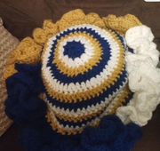 Handmade Ruffle Hat, Crochet Tri-Color Hat, Winter Accessories, Fashion Hat, Unique Gift to Her, Boho Hat, Trendy Hat