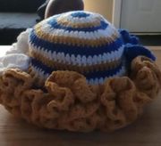 Handmade Ruffle Hat, Crochet Tri-Color Hat, Winter Accessories, Fashion Hat, Unique Gift to Her, Boho Hat, Trendy Hat