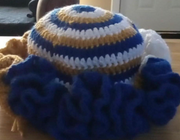 Handmade Ruffle Hat, Crochet Tri-Color Hat, Winter Accessories, Fashion Hat, Unique Gift to Her, Boho Hat, Trendy Hat