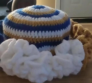 Handmade Ruffle Hat, Crochet Tri-Color Hat, Winter Accessories, Fashion Hat, Unique Gift to Her, Boho Hat, Trendy Hat