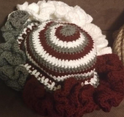 Handmade Ruffle Hat, Crochet Tri-Color Hat, Winter Accessories, Fashion Hat, Unique Gift to Her, Boho Hat, Trendy Hat