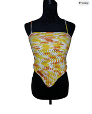 Sunset Swirl Crochet Bandana Top – Handmade Adjustable Backless Halter Top for Festival, Beachwear & Summer Style