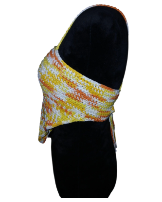 Sunset Swirl Crochet Bandana Top – Handmade Adjustable Backless Halter Top for Festival, Beachwear & Summer Style