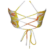 Sunset Swirl Crochet Bandana Top – Handmade Adjustable Backless Halter Top for Festival, Beachwear & Summer Style