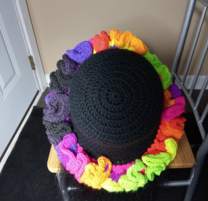 Vibrant Neon Ruffle Hat with Matching Earrings - Handmade Statement Accessory