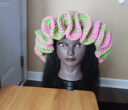 Vibrant Crochet Ruffle Hat, Handmade Hat, Crochet Hat, Neon Colors, Unique Beanie, Fashion Accessory, Festival Hat