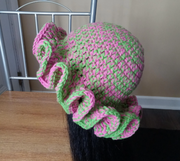 Vibrant Crochet Ruffle Hat, Handmade Hat, Crochet Hat, Neon Colors, Unique Beanie, Fashion Accessory, Festival Hat