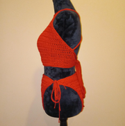 Red Ember Halter Duo – Handmade Crochet Crop Top & Tie Bottoms, Boho Festival Swimwear, Scarlet Beach Set