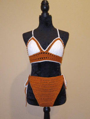 Sunspell Crochet Bikini Set – Handmade Halter Top & High-Waist Bottom, Boho Swimwear, Festival Beach Outfit