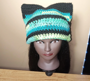 Green Dream Cat Beanie, Handmade Beanie, Cat Ear Hat, Cozy and Stylish, Cute Beanie, Trendy Hat, Fashion Accessories