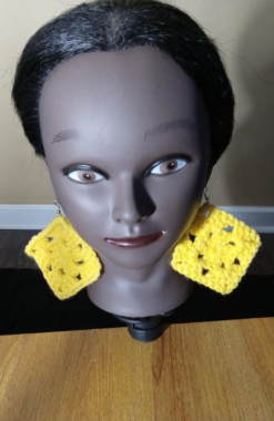 Customizable Granny Square Earrings, Handmade Earrings, Crochet Jewelry, Fashion Accessories, Gift To Her