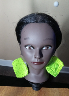 Customizable Granny Square Earrings, Handmade Earrings, Crochet Jewelry, Fashion Accessories, Gift To Her