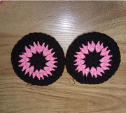 Crocheted Slouchy/Loc Soc Hat Beanie Pink and Black, Matching Earrings, Striped Beanie, Handmade Gifts, Crochet Earrings, Gift To Her