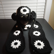 Handcrafted Granny Square Midi Length Scarf, Crochet Scarf, Boho Scarf, Vintage Style Hat, Unique Gift, Winter Fashion