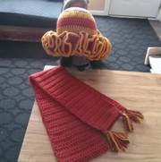Handcrafted Granny Square Midi Length Scarf, Crochet Scarf, Boho Scarf, Vintage Style Hat, Unique Gift, Winter Fashion