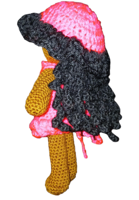 Zelina – A UNA Dolls™ Crochet Doll with Curly Hair & Removable Outfit | Handmade Black Girl Doll | Collectible Story Doll